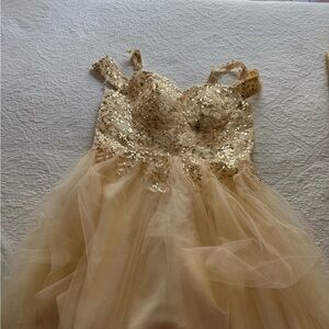 Elegant Gold Sequin Evening Dress
